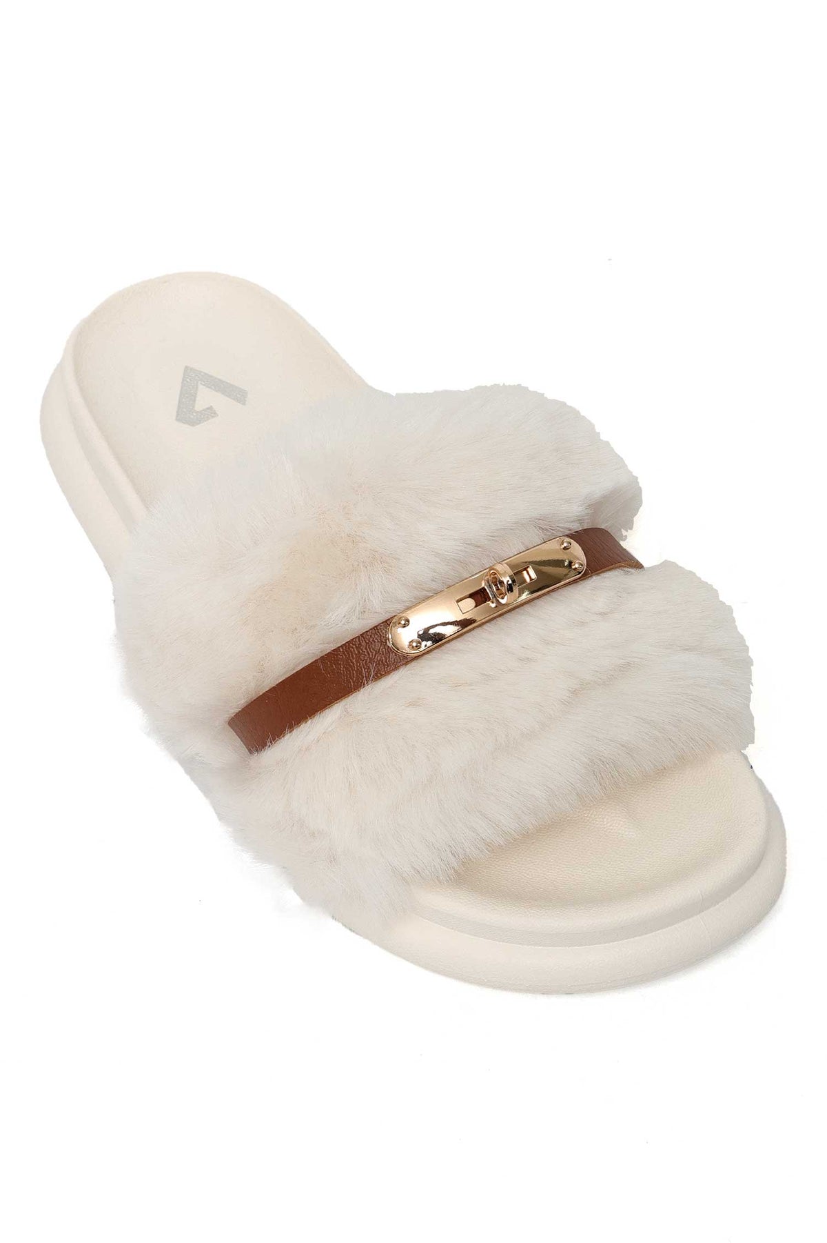 COMFORT AURA FUR SLIDE-OFFWHITE