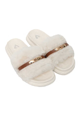 COMFORT AURA FUR SLIDE-OFFWHITE