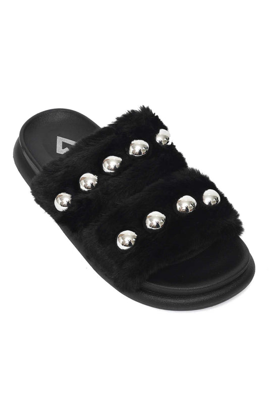 FLUFFCORE FUR SLIDE-BLACK