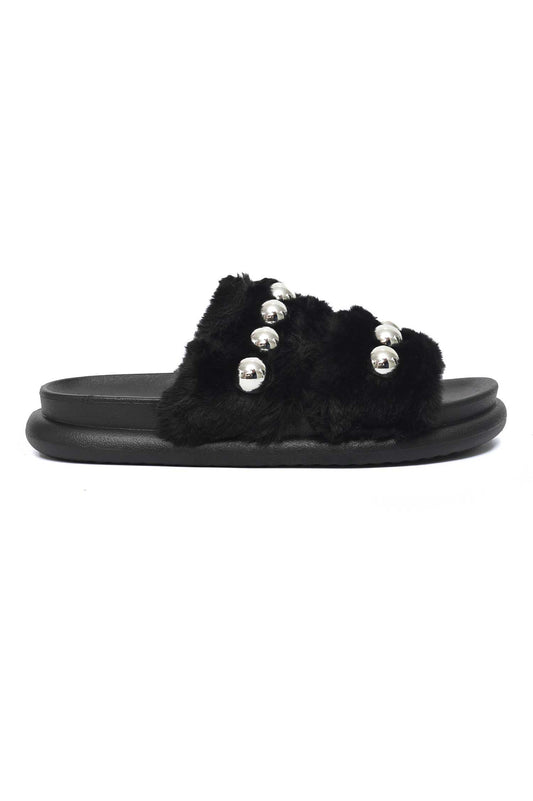 FLUFFCORE FUR SLIDE-BLACK
