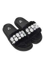 CUSHIONED GEM WALK  SLIDE-BLACK