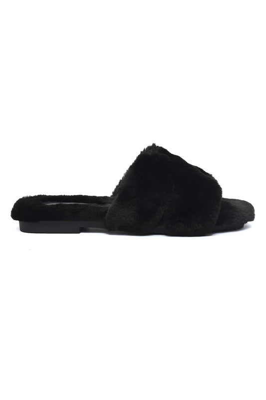 SERENE X-SHAPE FUR SLIDE-BLACK