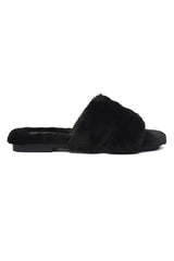 SERENE X-SHAPE FUR SLIDE-BLACK