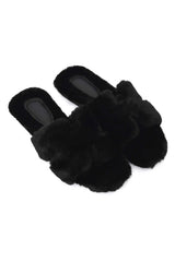 SERENE X-SHAPE FUR SLIDE-BLACK