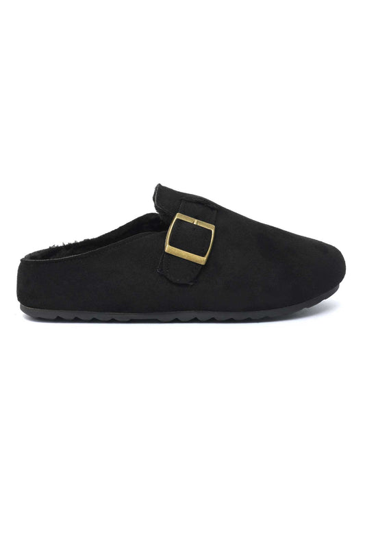 COZY BUCKLE MULE-BLACK