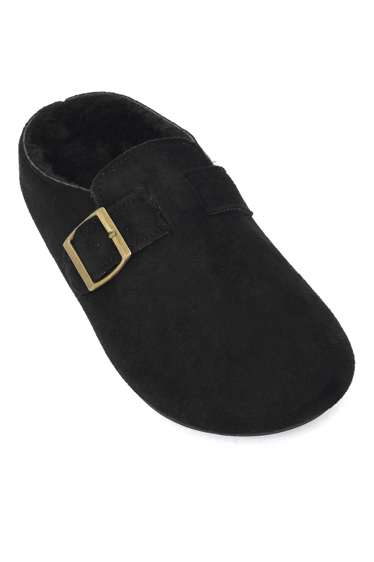 COZY BUCKLE MULE-BLACK