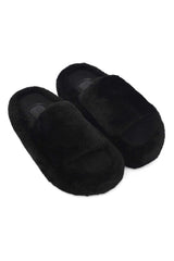 CLOUDSTEP FURRIFIED FUR SLIDE-BLACK