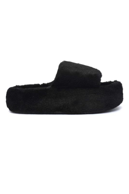 CLOUDSTEP FURRIFIED FUR SLIDE-BLACK