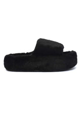CLOUDSTEP FURRIFIED FUR SLIDE-BLACK