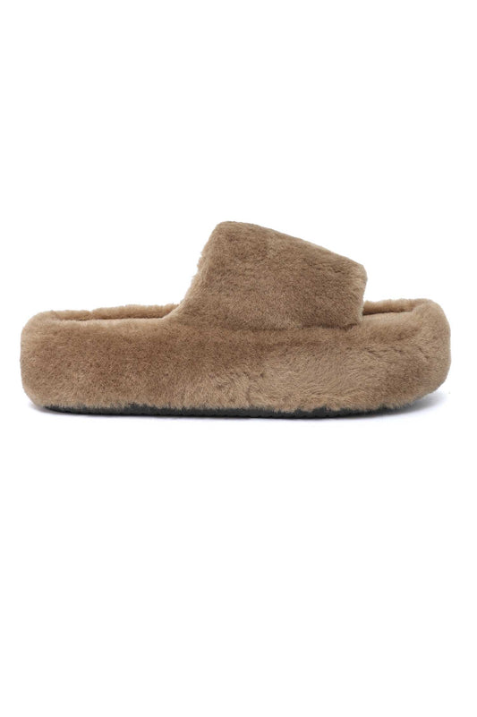 CLOUDSTEP FURRIFIED FUR SLIDE-KHAKI