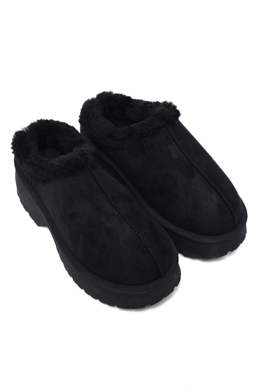 FLEECE LINED MULE-BLACK