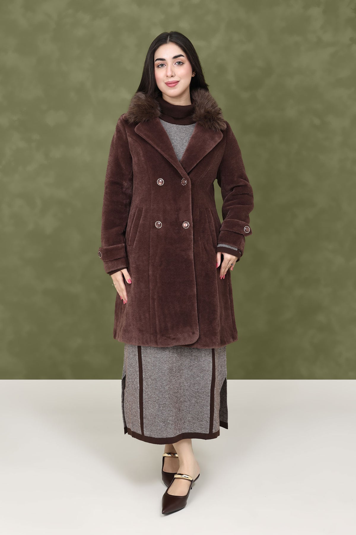 ELEGANT WINTER OVERCOAT-COFFEE