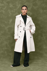 BELTED D-RING COAT-OFFWHITE