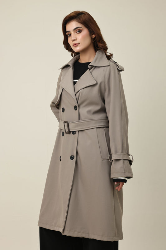 BELTED D-RING COAT-KHAKI