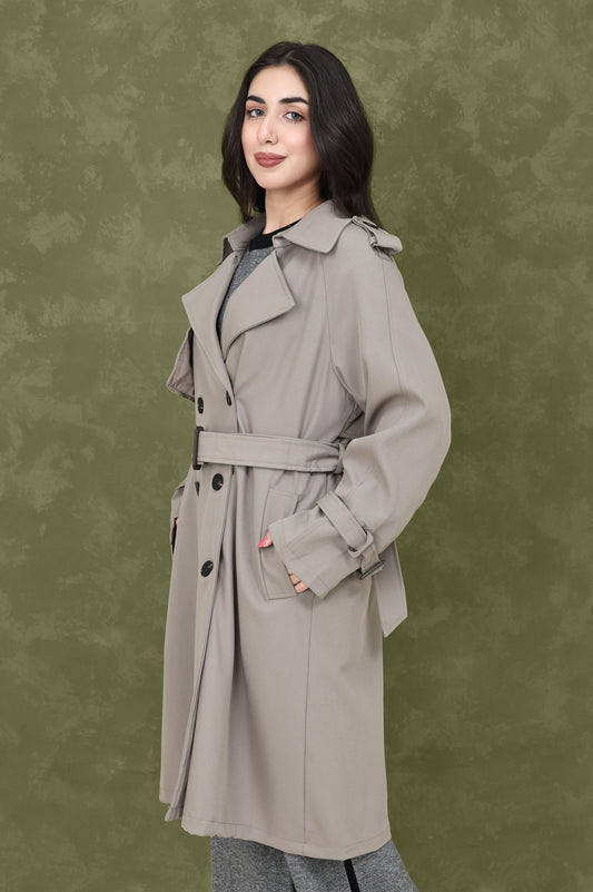 BELTED D-RING COAT-KHAKI