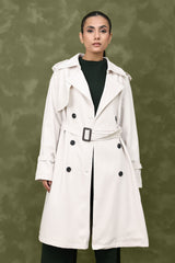 BELTED D-RING COAT-OFFWHITE