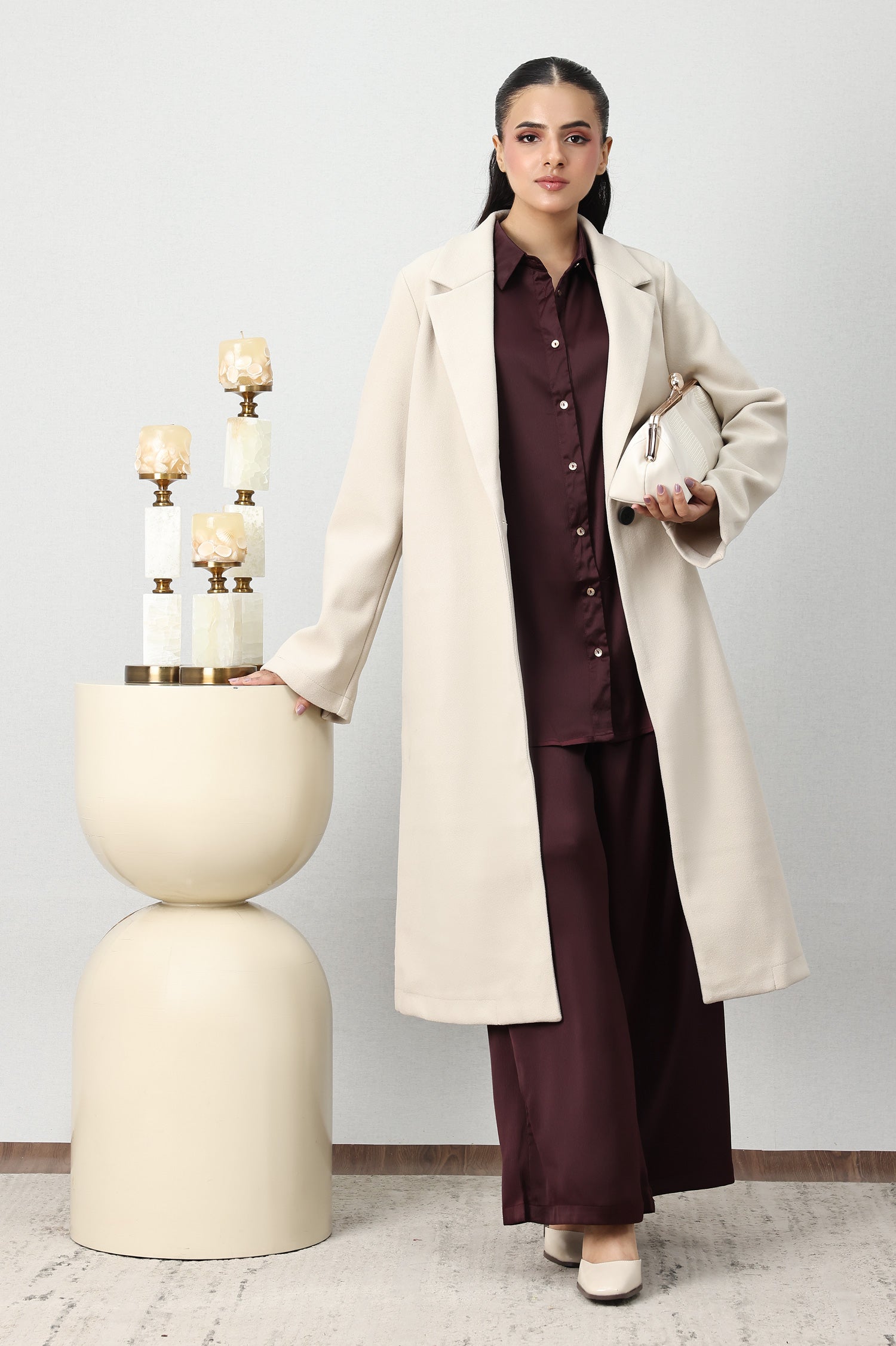 CLASSIC SINGLE-BUTTON LONG COAT-APRICOT