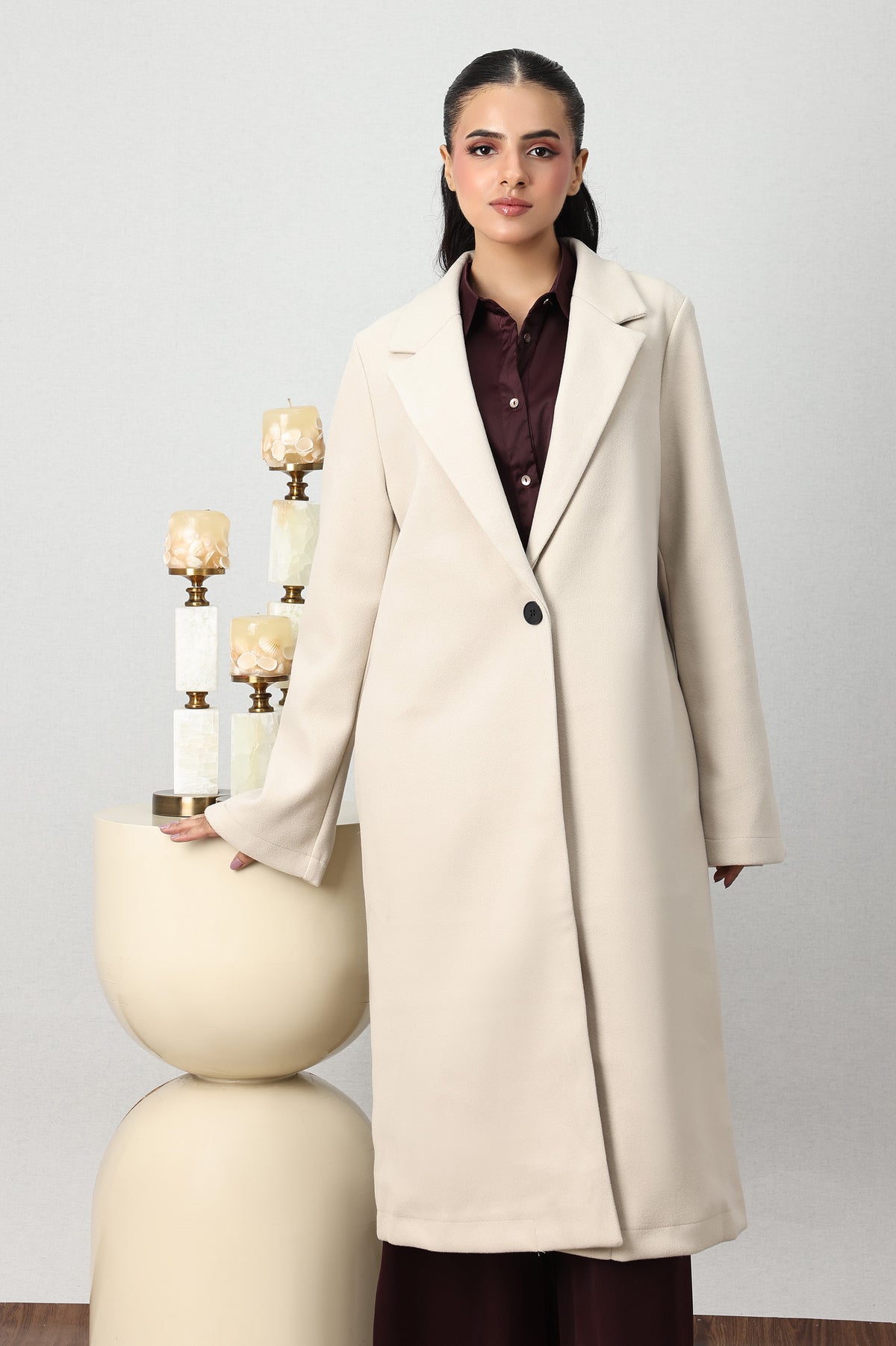 CLASSIC SINGLE-BUTTON LONG COAT-APRICOT