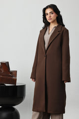 CLASSIC SINGLE-BUTTON LONG COAT-COFFEE