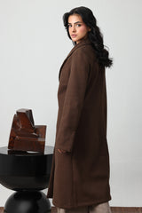 CLASSIC SINGLE-BUTTON LONG COAT-COFFEE
