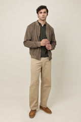 VARSITY INSPIRED JACKET-COFFEE