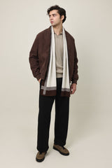 VARSITY INSPIRED JACKET-COFFEE