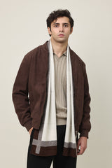 VARSITY INSPIRED JACKET-COFFEE