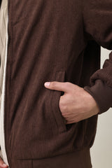 VARSITY INSPIRED JACKET-COFFEE