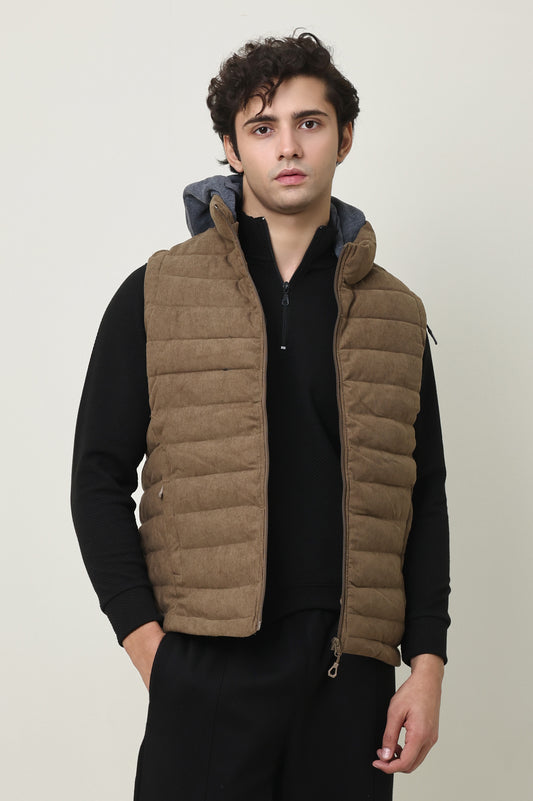 SLEEVELESS TRAIL JACKET-KHAKI