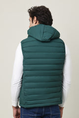QUILTED CORD VEST JACKET-DK/GREEN