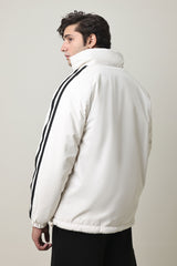 STRIPE EDGE PUFFER JACKET-WHITE