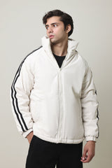 STRIPE EDGE PUFFER JACKET-WHITE