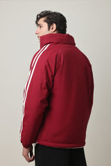 STRIPE EDGE PUFFER JACKET-MAROON