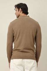 CHELSEA ZIP UP SWEATER-KHAKI