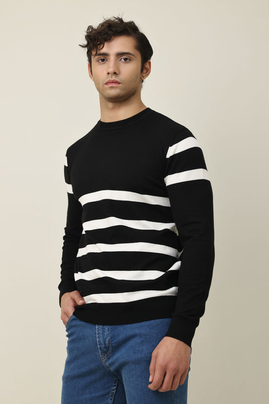 BAYSIDE BAND KNIT SWEATER-BLACK