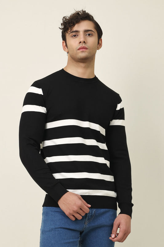 BAYSIDE BAND KNIT SWEATER-BLACK