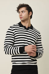 CONTINENTAL COLLAR SWEATER-BLACK
