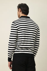 CONTINENTAL COLLAR SWEATER-BLACK