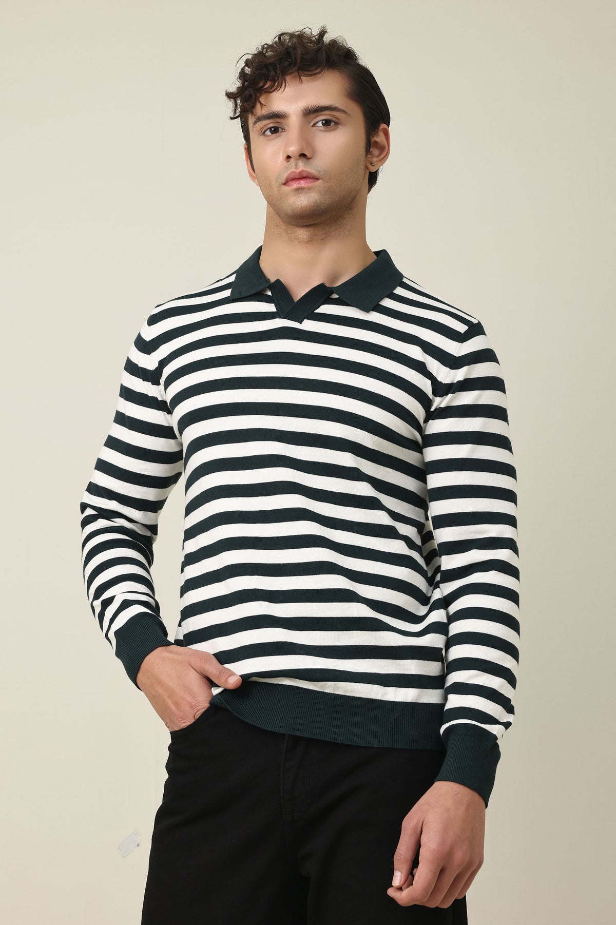 CONTINENTAL COLLAR SWEATER-GREEN