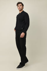 CORELINE ZIP SWEATER-BLACK