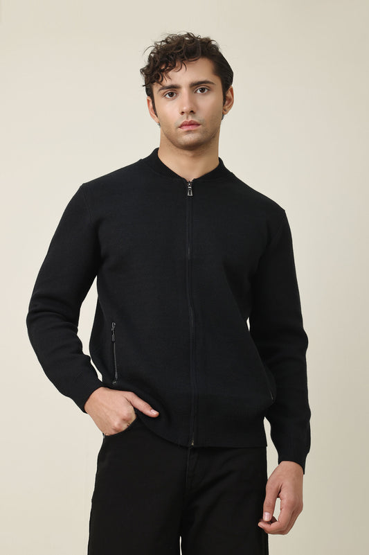 CORELINE ZIP SWEATER-BLACK