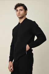 CORELINE ZIP SWEATER-BLACK