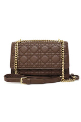 QUILTED ELEGANCE SHOULDER BAG-COFFEE