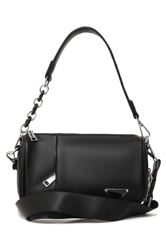 FAUX LEATHER PURSE-BLACK
