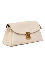 CHAIN ACCENT SHOULDER BAG-BEIGE