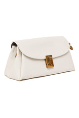 CHAIN ACCENT SHOULDER BAG-WHITE