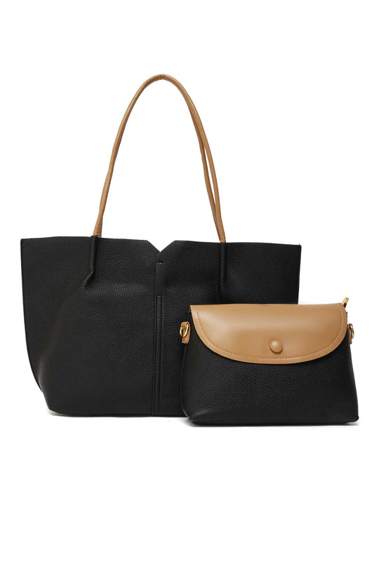 DUAL-TONE TOTE BAG-BLACK