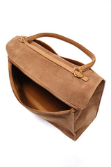 SUEDE HANDBAG - BROWN