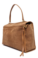SUEDE HANDBAG - BROWN
