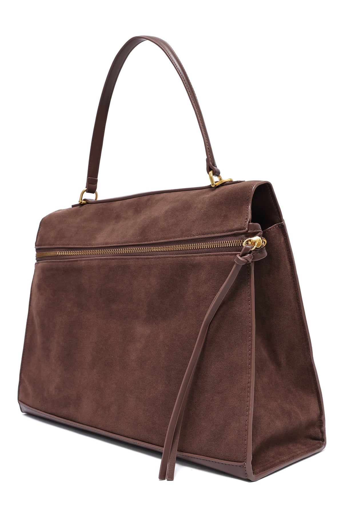 SUEDE HANDBAG - COFFEE